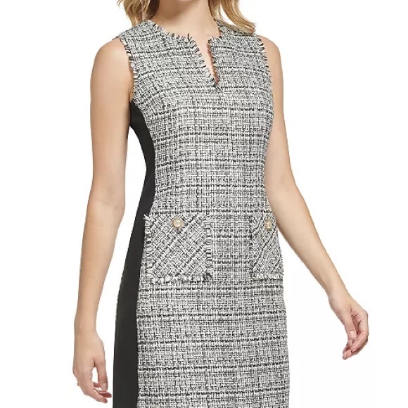 Karl Lagerfeld Paris, white gold, and black tweed dress. beautiful pearl bottons - Picture 2 of 7